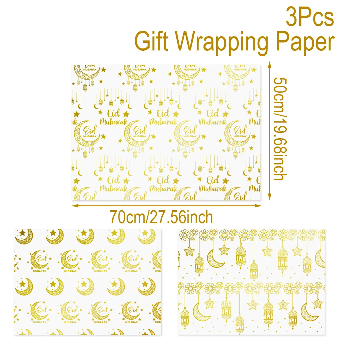 Eid Mubarak Kraft Wrapping Paper Eid Ramadan Kareem Decoration For Home 2025 Islamic Muslim Party Supplies Gifts Eid Al-Fitr