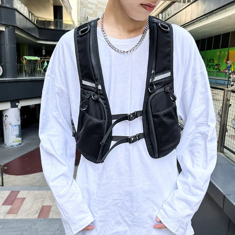 Hip-hop Streetwear Chest Rig Bag for Men Fashion Waterproof Tactical Vest Chest Packs Function Storage Backpack Nylon Pockets