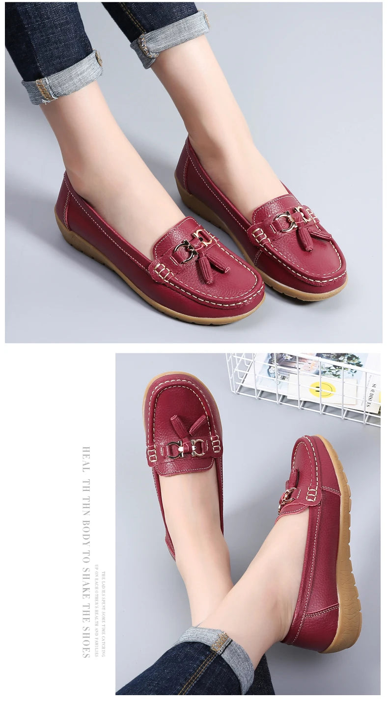 Women Flats Leather Woman Casual Shoes outdoors Slip-on Loafers Female Boat Shoes Fashion Comfortable Ballet Flat Big Size