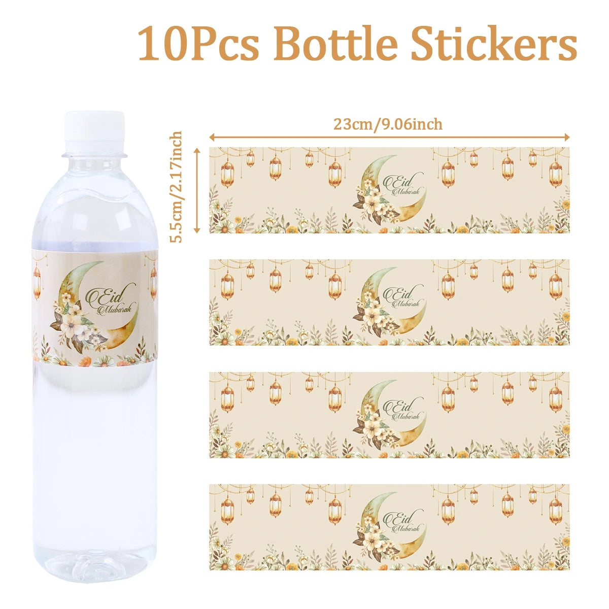 10/24pcs Eid Mubarak Bottle Labels Sticker Ramadan Kareem  Decoration For Home 2025  Muslim Islamic Party Supplies Eid Al-fitr