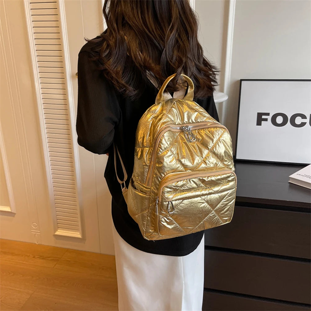 Luxury 2023 Summer Trend Women Backpack Pearl Cotton Bag Pack Travel Student Schoolbag Teen Girls Bookbag рюкзак женс Outdoor