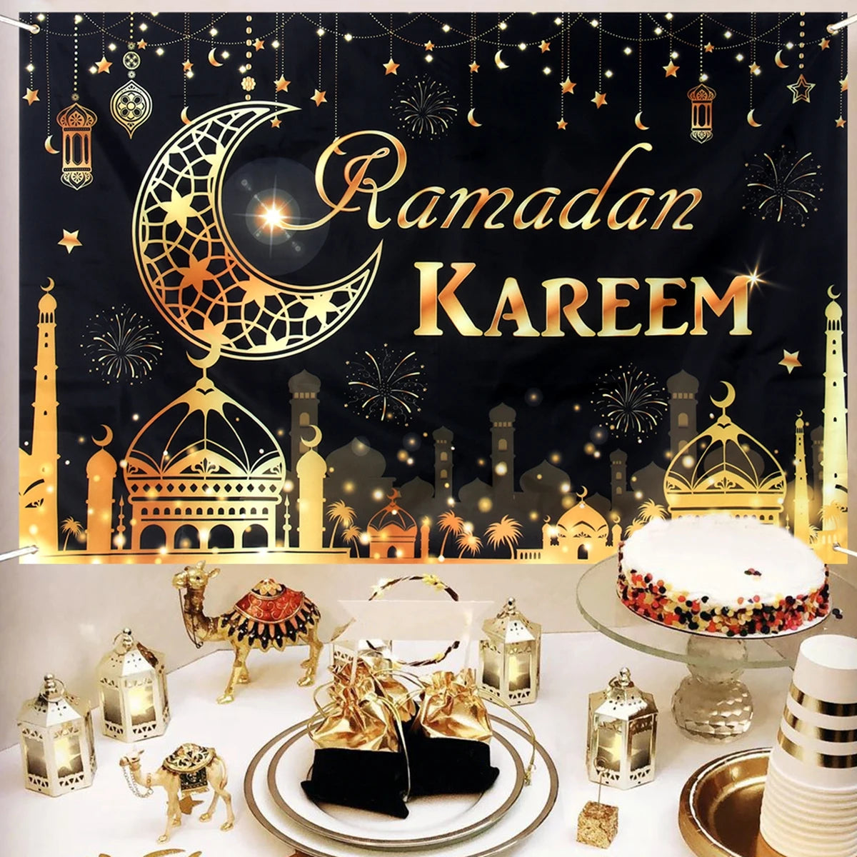 Eid Background Eid Mubarak Ramadan Kareem Backdrop Islam Muslim Party Supplies Eid Al-fitr Gift Ramadan Decoration For Home 2025