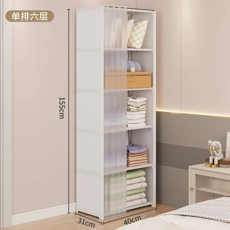 Dustproof Wardrobe Household Bedroom Multipurpose Storage Rack Simple Assembly Storage Cabinet Rental Room Multi-layer Wardrobe