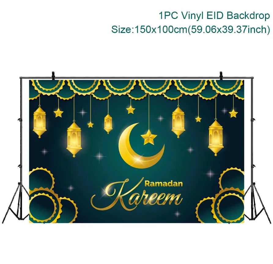 Ramadan Kareem Backdrop Eid Mubarak Background Photo Booth Ramadan Decoration For Home 2025 Islam Muslim Party Supplies