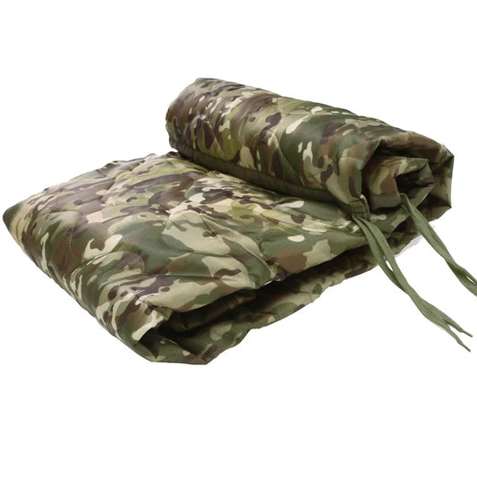 Tactical Army Poncho Liner Camouflage Water Repellent Woobie Quilted Blanket Suitable for Camping, Shooting, Hunting