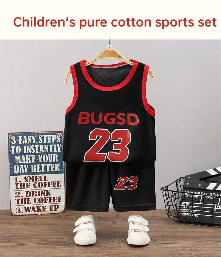 Children's Sets Summer Children Sleeveless T-shirt Shorts Set Quick-drying Outdoor Tank Top Shorts Sets Boys Sport Basketball Tr