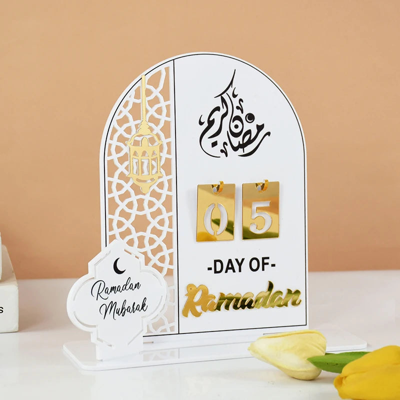 Acrylic Ramadan Countdown Calendar Gifts Day of Ramadan Calendar with Replacing Number 2025 Eid Mubarak Home Decoration Ornament