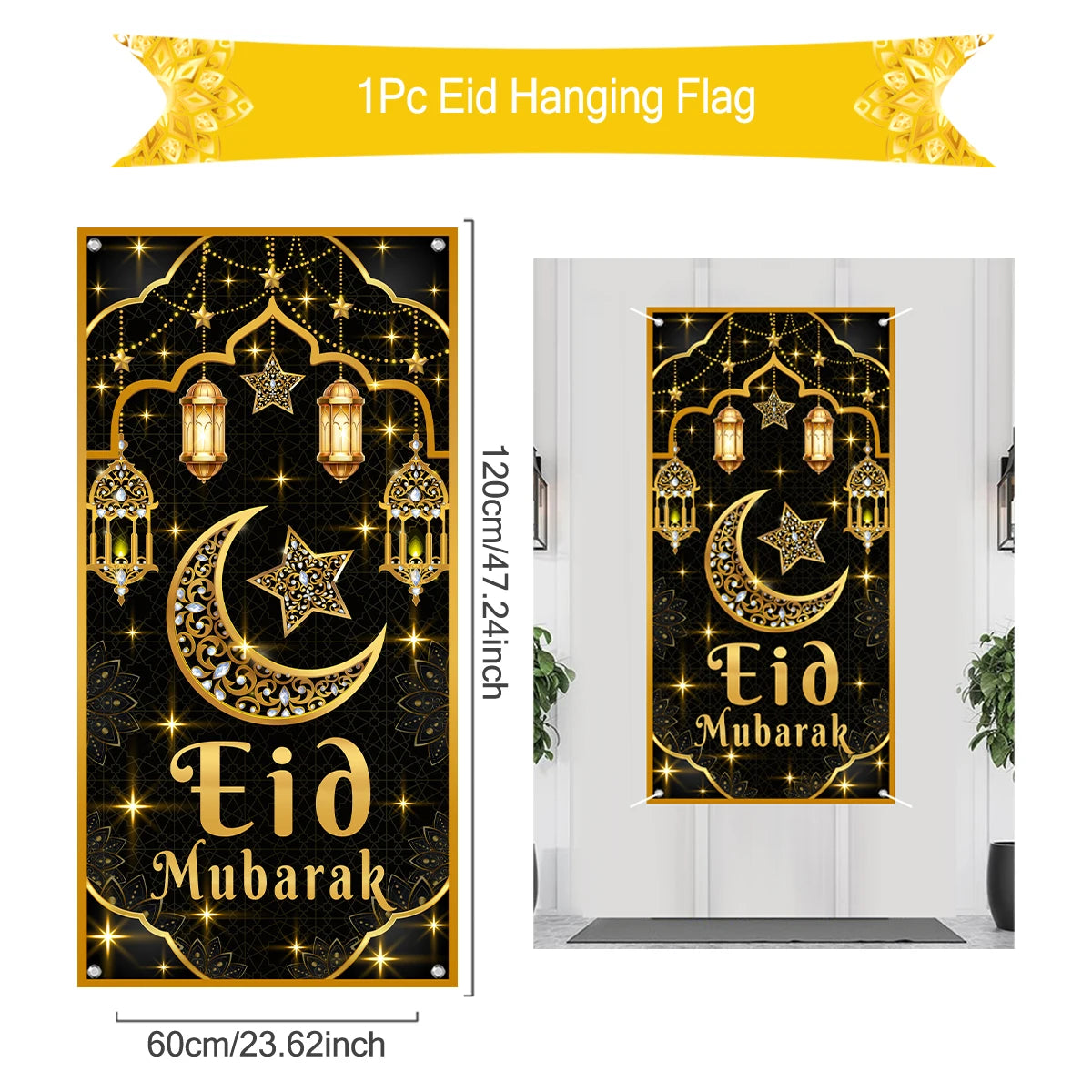 Ramadan Hanging Flag Ramadan Decoration For Home 2024 Kareem Aid EID Mubarak Muslim Islamic Festival Eid Al-fitr Party Supplies