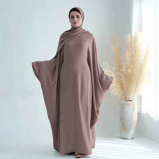 Eid Abaya for Women Butterfly Sleeve Muslim Hijab Dress Inside Belt Party Dresses Dubai Turkey Modest Ramadan Islamic Clothing