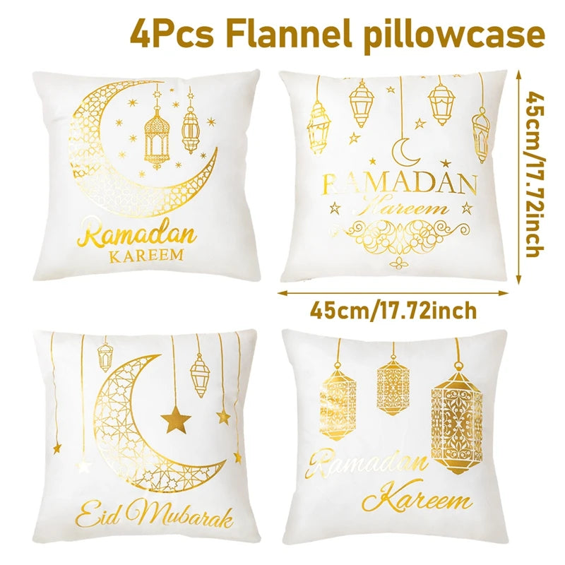 Eid Mubarak Cushion Cover Ramadan Decoration 2025 For Home Gold Foil Pillow Cover Ramadan Kareem Islamic Muslim Eid Al Adha Gift