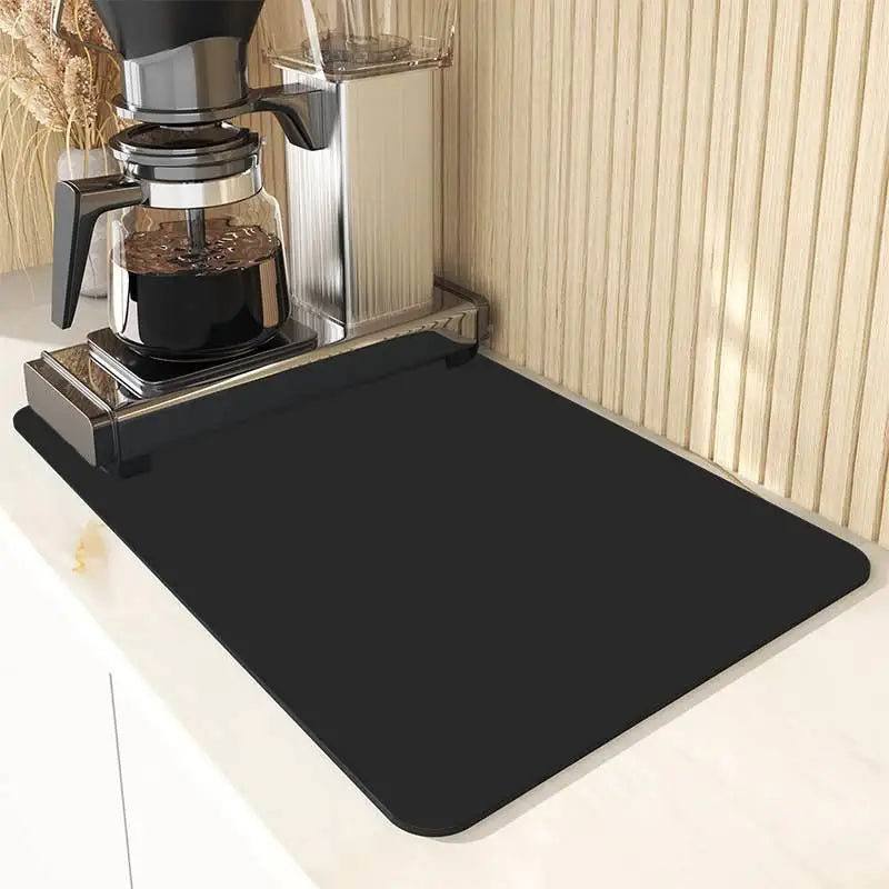 VIKAMA Simple Coffee Dish Mat Drainage Mat Kitchen Bathroom Diatomaceous Earth Washable Non-slip Bottom Dirty Resistant Doormat