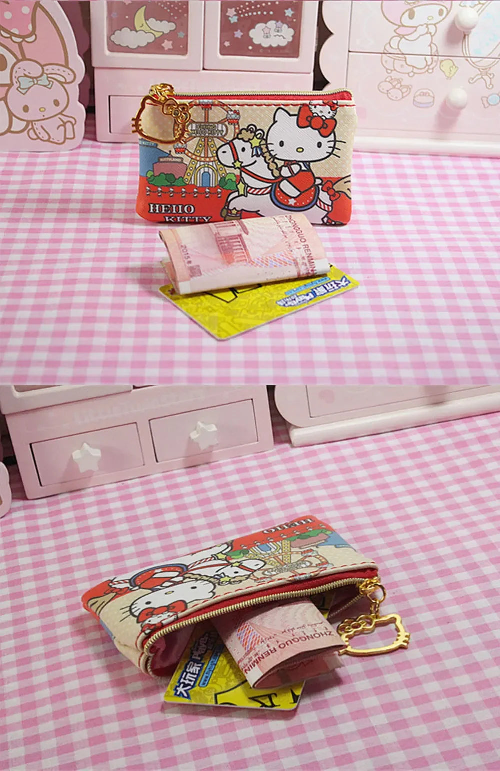 Hello Kitty Cartoon Coin Pouch Purse Sanrio Creative Small Wallet Wholesale My Melody Bags girls purse Kawaii Wallet Kid Purses