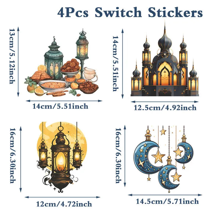 Eid Mubarak Switch Sticker Eid Ramadan Ramadan Decoration For Home 2025 Islamic Muslim Party Supplies Favors Gift Eid Al-Fitr