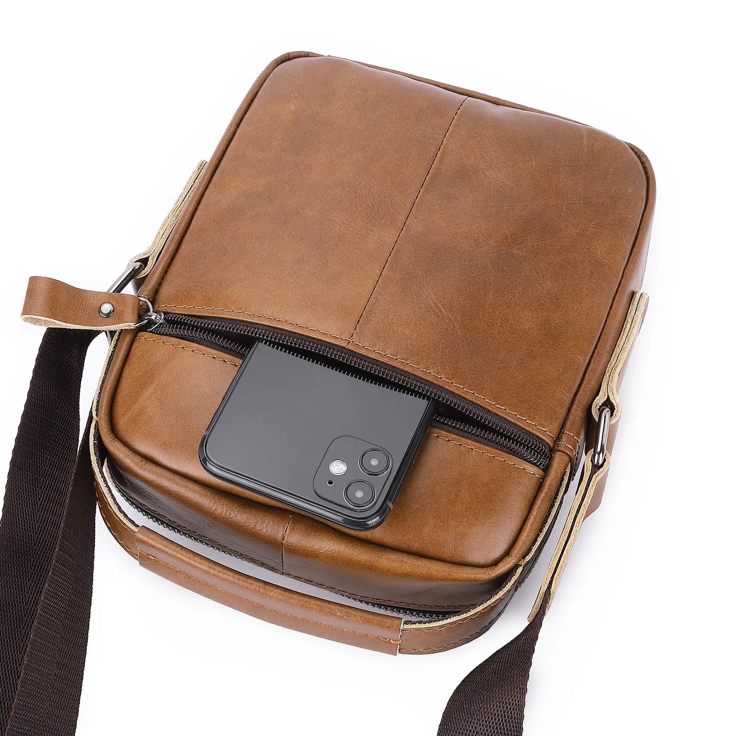 100% Genuine Leather Men Shoulder Bag Cowhide Messenger Bag For Men Crossbody Side Bag Vintage Small Handbag Male