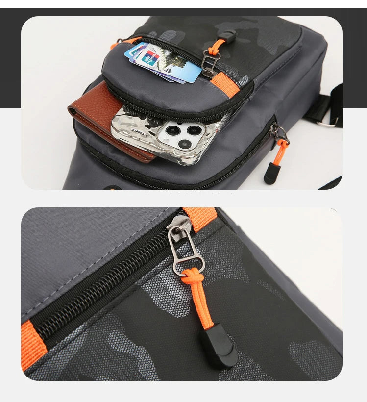 Casual Men Chest Bag Nylon Outdoor Sport Crossbody Bag For Boy Running Cycling Belt Shoulder Bag Men Travel Phone Pouch Bag Male