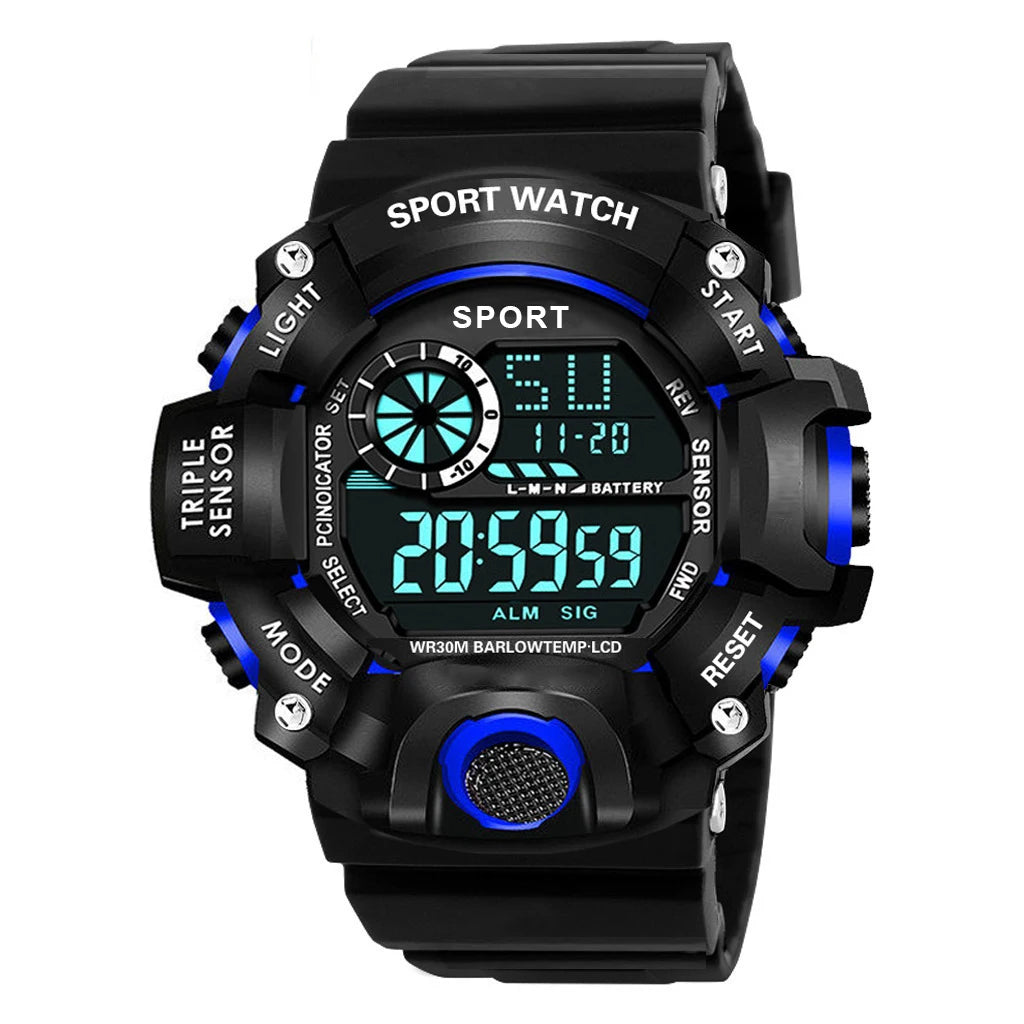 YIKAZE Men's LED Digital Watch Men Sport Watches Fitness Electronic Watch Multifunction Military Sports Watches Clock Kids Gifts