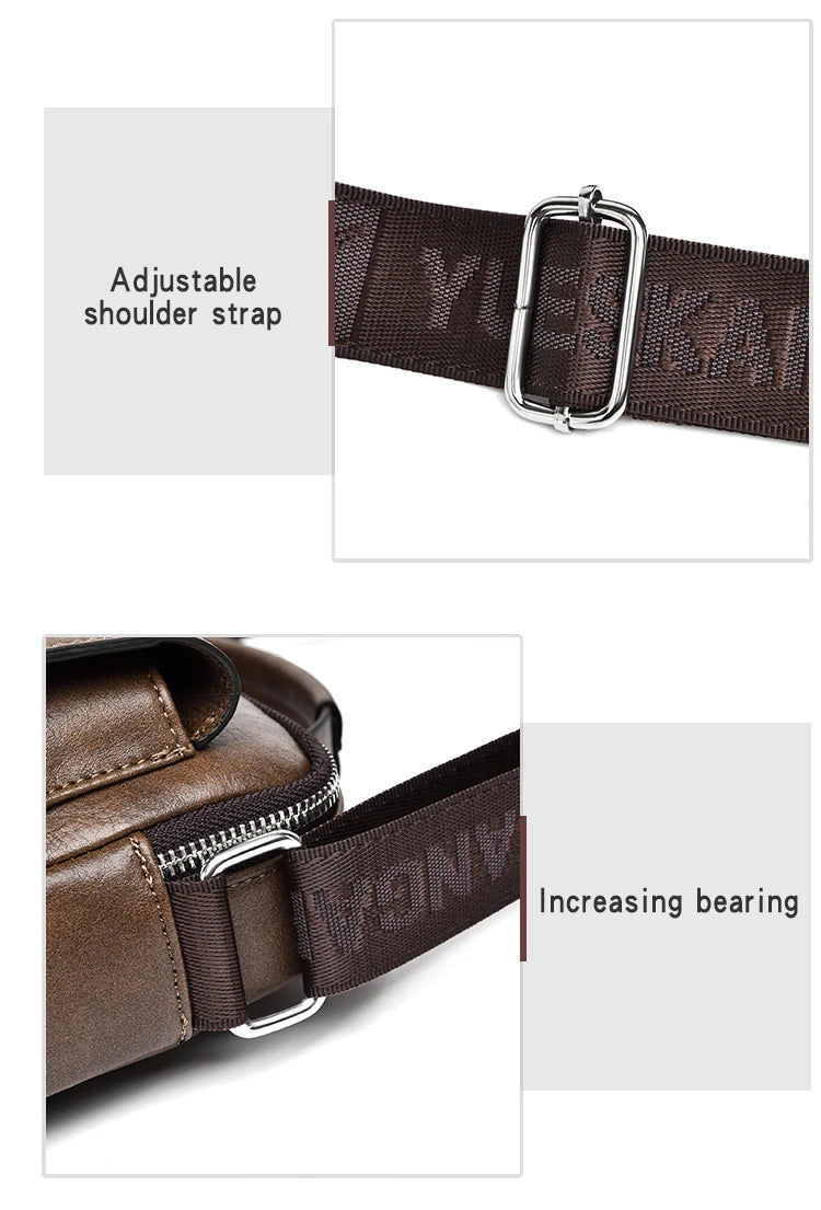 Luxury Kangaroo Brand Messenger Bags Men Leather Casual Crossbody Bag For Men Brown Black Business Shoulder Bag Male Handbags