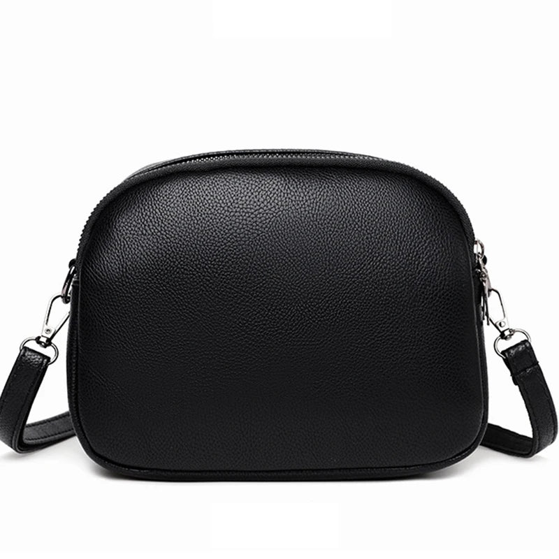 Solid Color Fashionable Rivet Zipper Women's Mobile Phone Bag Simple Soft Leather Shoulder Crossbody Small Square Bag