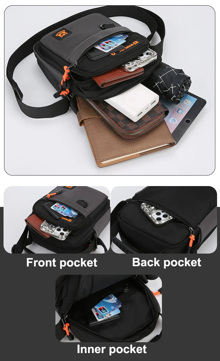 New Fashion Men Shoulder Bag Waterproof Oxford Casual Crossbody Bag For Men Light Weight Messenger Bag Black Nylon Male Handbag