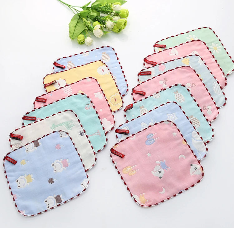 5PCS Baby Towel Bath Towels 100% Cotton Face Washcloth Muslin Squares Hand Wipe Gauze Newborn Bathing Feeding Kids Handkerchief