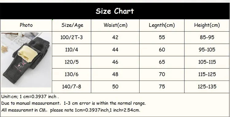 Autumn Winter Children Girl's Legging Thicken Warm Kids Girl Warm Plush Legging Trousers Elastic Waist Leggings Kids Pants