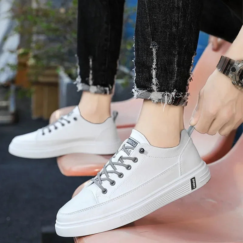 Fashion Men Leather Casual Shoes 2024 New White Breathable Sneakers  High End Brand Slip on Loafers Male Moccasins Driving Flats