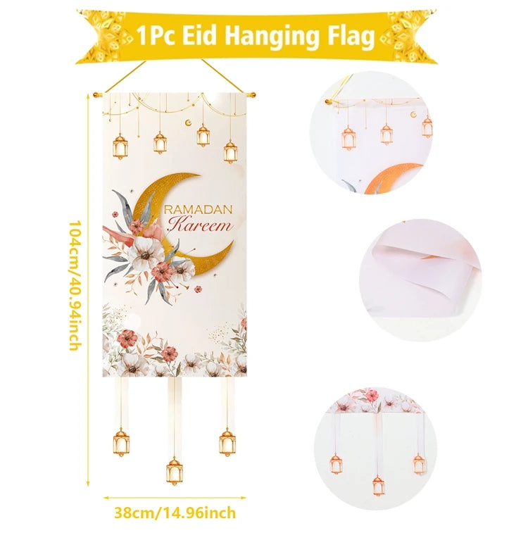 Ramadan Decoration Hanging Flag Eid Mubarak Decor 2025 for Home Islamic Muslim Party Decor Ramadan Kareem Eid Al-Fitr Gift