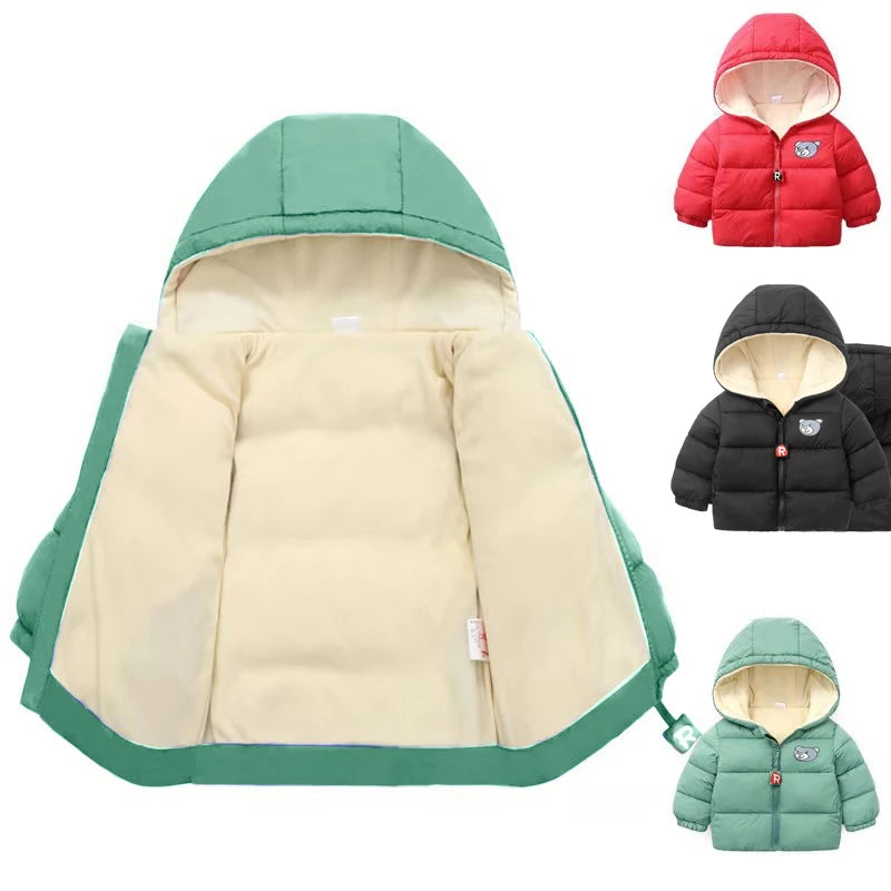 Kids Clothes Children's Jacket Coat Clothing Boy Girl Hooded Thicken Velvet Lining Keep Warm Down Jacket Children Clothing