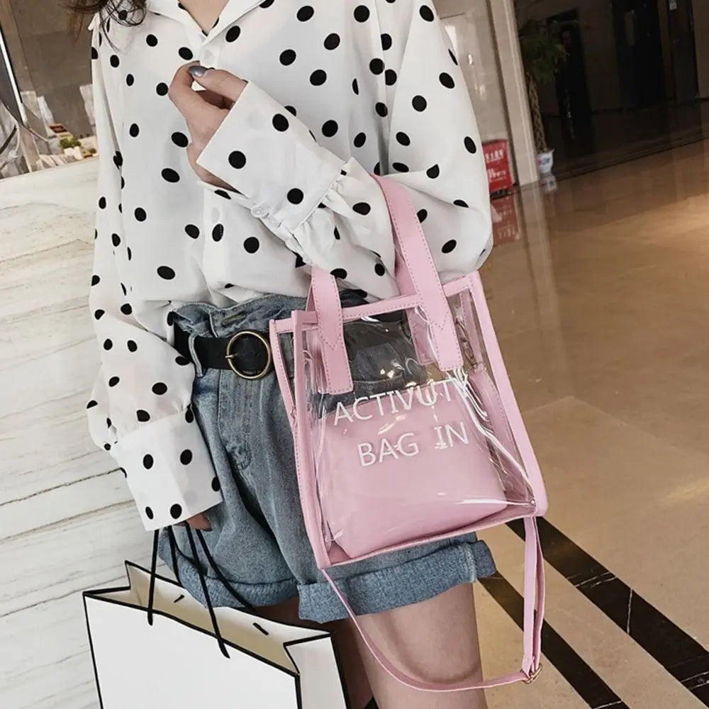 PVC Jelly Bag Women Transparent Handbags Summer Beach Clear Shoulder Bags Fashion Crossbody Bags