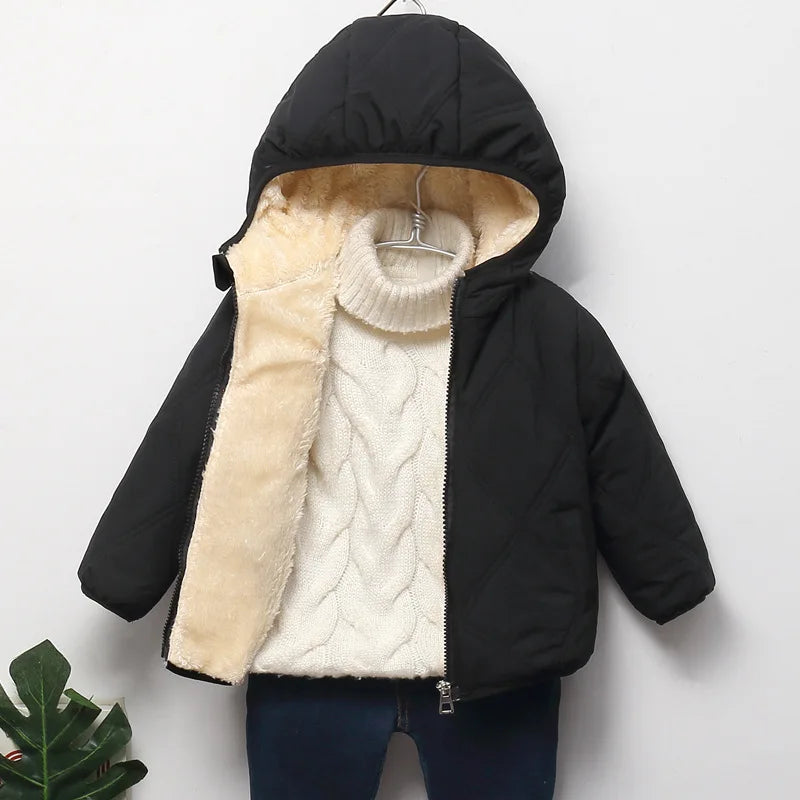 Baby Kids Thick Jacket For Girls Coats Winter Lamb Wool Plus Velvet Coats Toddler Children Outwear 1-6 Year Boys Cotton Jackets