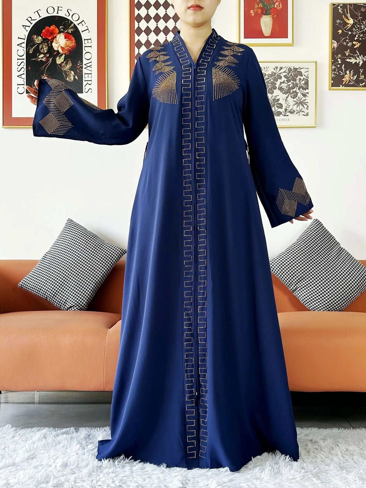 New Women Elegant Dress Chiffon Open Abaya with Zipper Muslim Women Dress Islamic Clothing Cardigan Abaya Women Muslim Dress