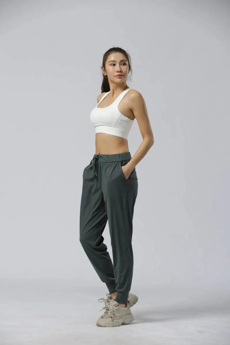 Women Casual Pants Spring Summer Loose Lightweight  Breathable Fitness Harem Pants High Waist Black Casual Soft Rib Leg Pants