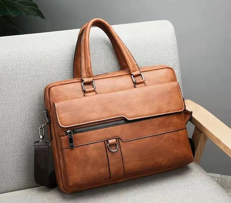 Luxury Brand Business Briefcase Men Leather Handbag For Man Messenger Shoulder Bag Office A4 Laptop Crossbody Bag MaleTote Bags