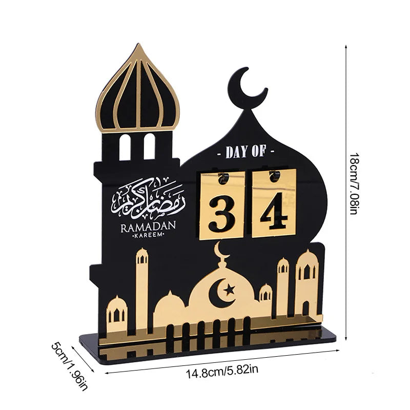 Ramadan Advent Calendar 2025 Eid Mubarak Acrylic Countdown Calendar Islamic Muslim Festival Party Gifts Home Decoration Ornament