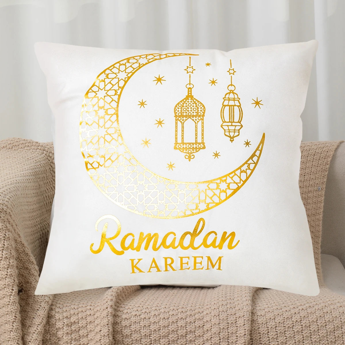 Eid Mubarak Cushion Cover Ramadan Decoration 2025 For Home Gold Foil Pillow Cover Ramadan Kareem Islamic Muslim Eid Al Adha Gift