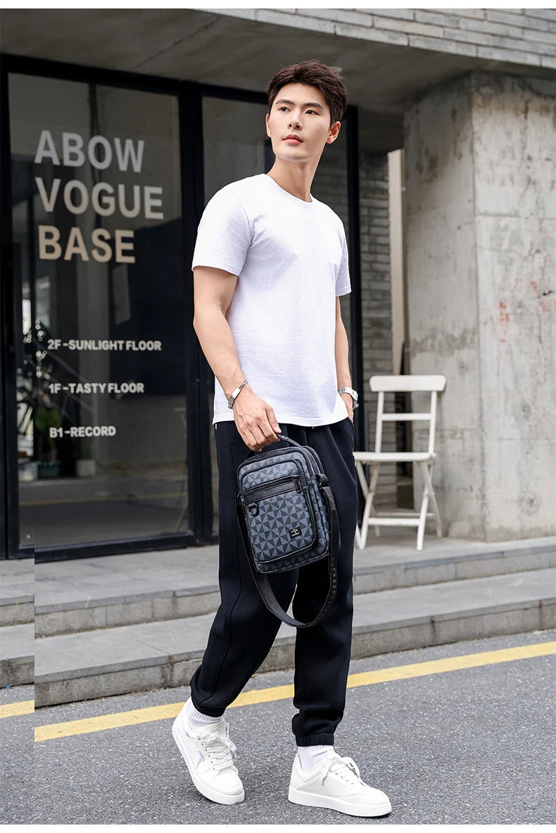 Kangaroo Luxury Brand Men Sling Bag Leather Side Shoulder Bag For Men Husband Gift Business Messenger Crossbody Bag Male Handbag