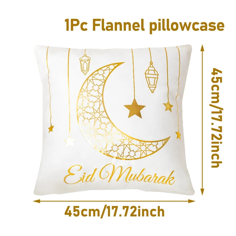 Eid Mubarak Cushion Cover Ramadan Decoration 2025 For Home Gold Foil Pillow Cover Ramadan Kareem Islamic Muslim Eid Al Adha Gift