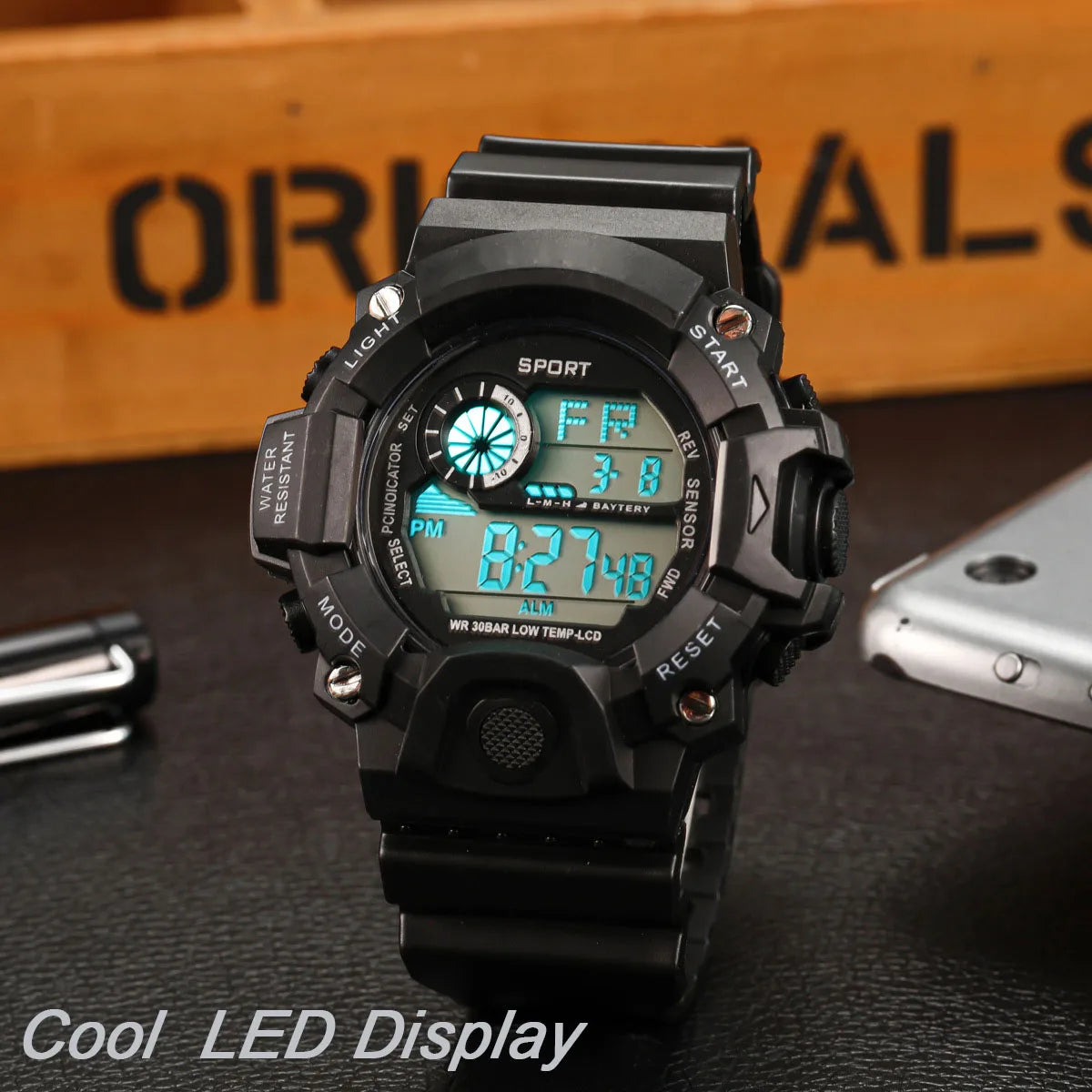 YIKAZE Men's LED Digital Watch Men Sport Watches Fitness Electronic Watch Multifunction Military Sports Watches Clock Kids Gifts