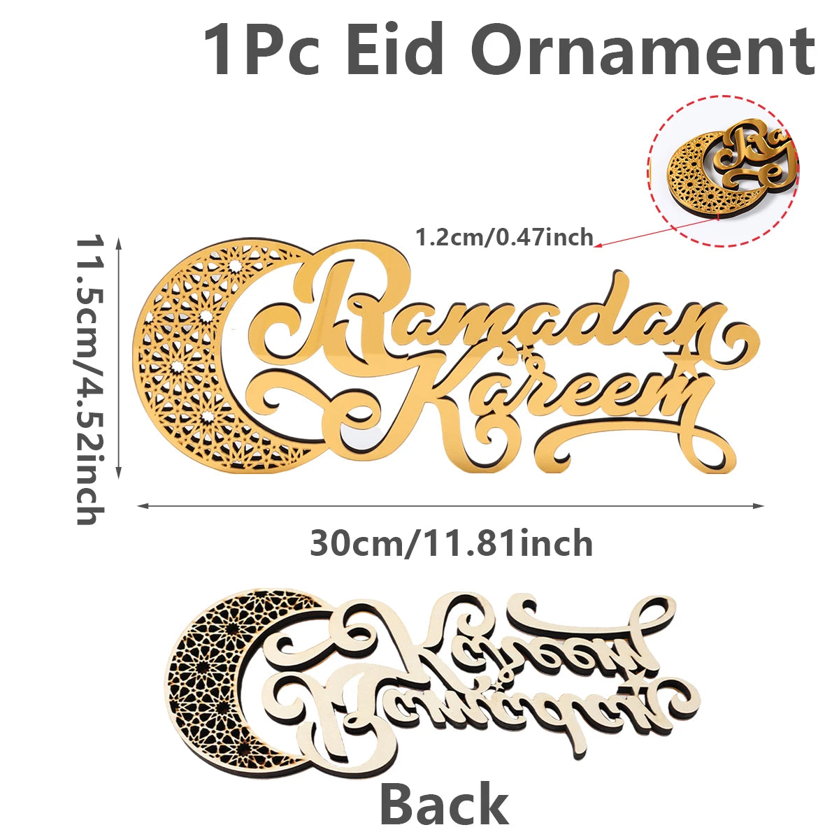 Ramadan Mubarak Acrylic Ornament 2025 Eid Mubarak Ramadan Kareem Decoration for Home Islamic Muslim Party Decor Eid Al Adha Gift