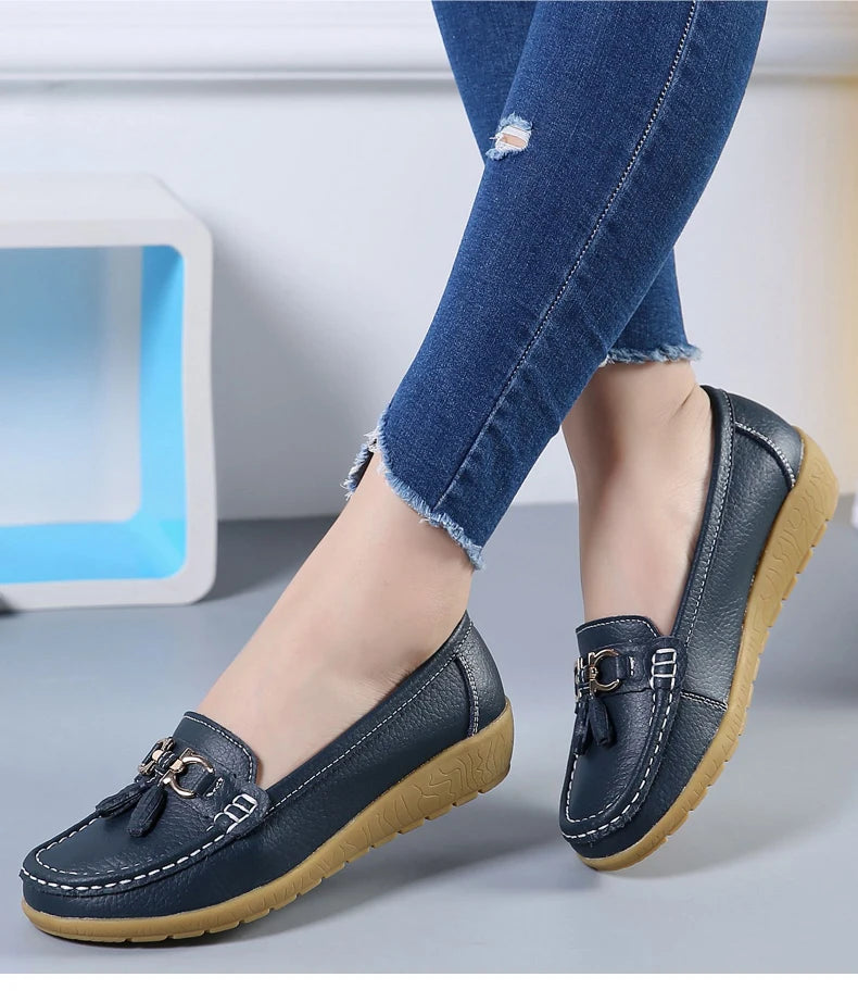 Women Flats Leather Woman Casual Shoes outdoors Slip-on Loafers Female Boat Shoes Fashion Comfortable Ballet Flat Big Size