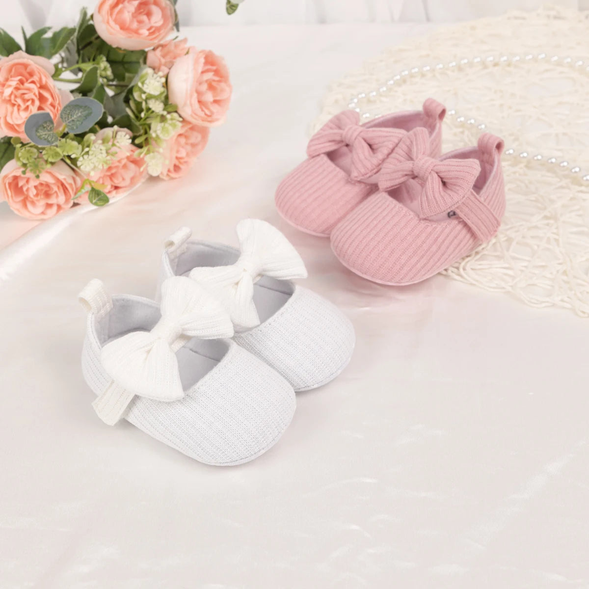 Meckior Spring Autumn Cotton Sole Baby Girl Shoes Newborn Toddler Bow Love First Walkers Anti-slip Baby Casual Shoes Moccasins