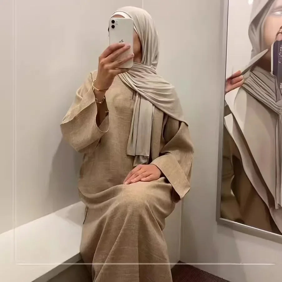 Ramadan Eid Diamond Long Sleeve Djellaba Muslim Dress Dubai Fashion Abaya Thin Muslim Robes Islam Robe Women Satin Long Dress