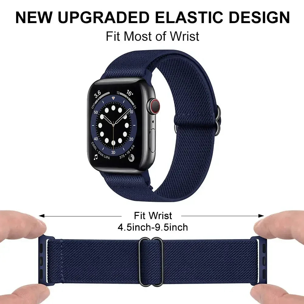 Bohemian Nylon Strap for Apple Watch ultra 2 49mm 41mm 45mm 38/40/44mm Elastic Shiny Bracelet iWatch Series 9/8/7 6 5 4 Se Band