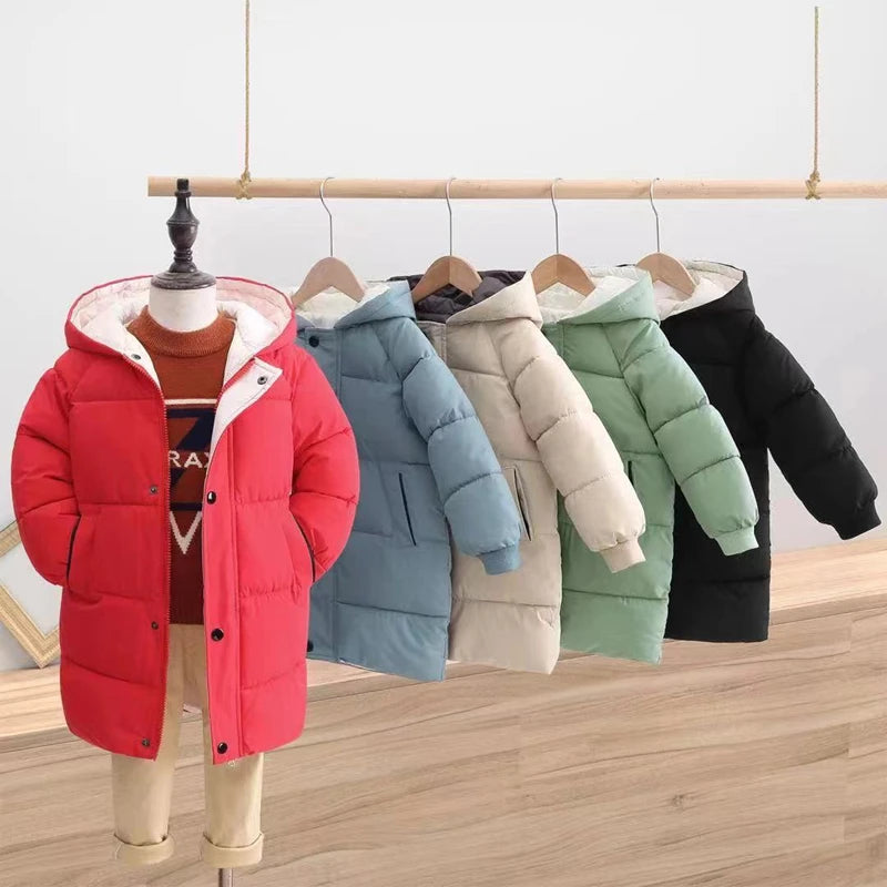 2-12Y Russian Kids Children's Down Outerwear Winter Clothes Teen Boys Girls Cotton-Padded Parka Coats Thicken Warm Long Jackets