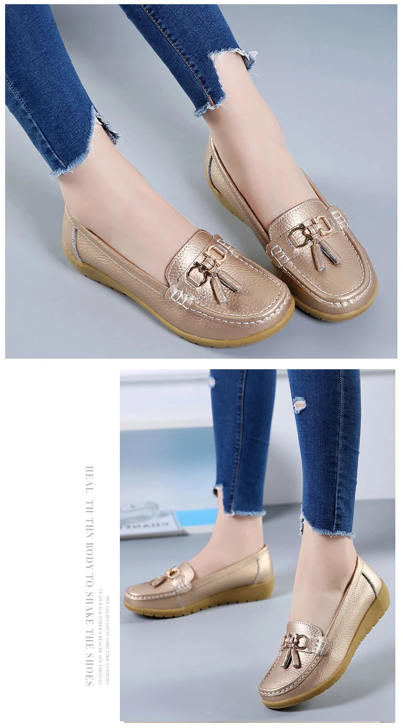 Women Flats Leather Woman Casual Shoes outdoors Slip-on Loafers Female Boat Shoes Fashion Comfortable Ballet Flat Big Size