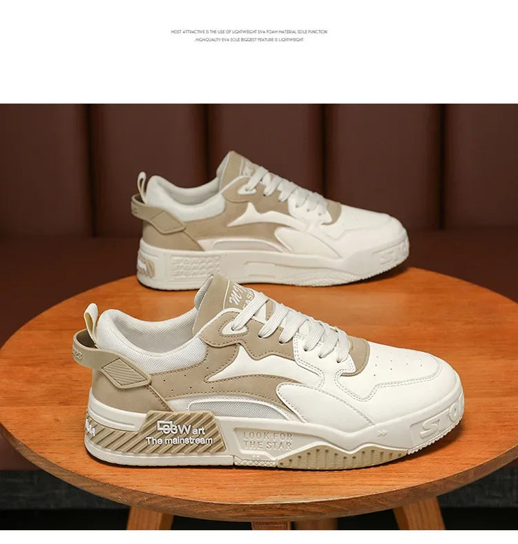 New Autumn Men's Sneakers Men's Comfortable Platform Shoes 2023 Trend Lace-up Vulcanized Shoes White Casual Sneakers Zapatillas