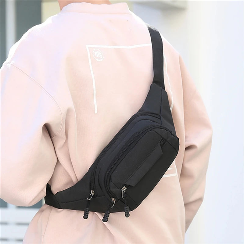 Men's Breast Package Waterproof Outdoor Sports Bag Canvas Pouch Korean-style Waist Bag Fanny Pouch Crossbody Male Banana Bag