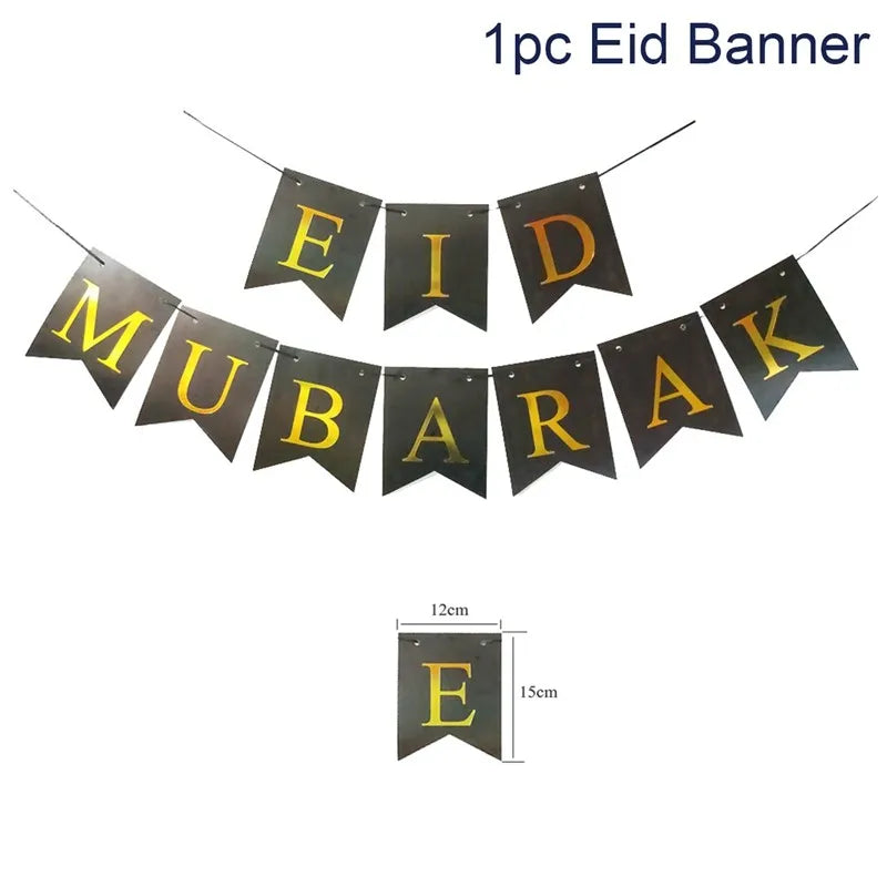 Eid Mubarak Banner Bunting Balloons Plates Tablecloth Kareem Ramadan Decoration For Home 2024  Muslim Islamic Party Supplies