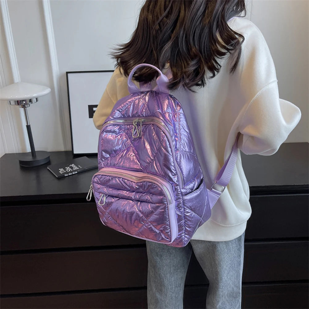 Luxury 2023 Summer Trend Women Backpack Pearl Cotton Bag Pack Travel Student Schoolbag Teen Girls Bookbag рюкзак женс Outdoor