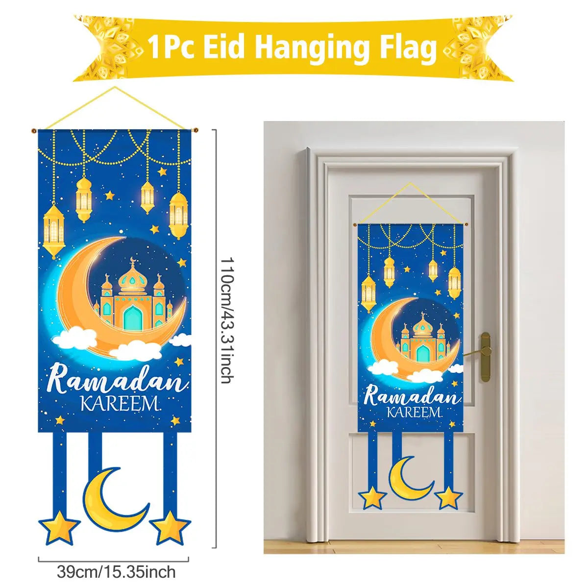 Eid Mubarak Decoration 2025 Hanging Flag Ramadan For Home Door Islamic Muslim Party Decor Ramadan Kareem Banner Eid Al-Fitr Gift